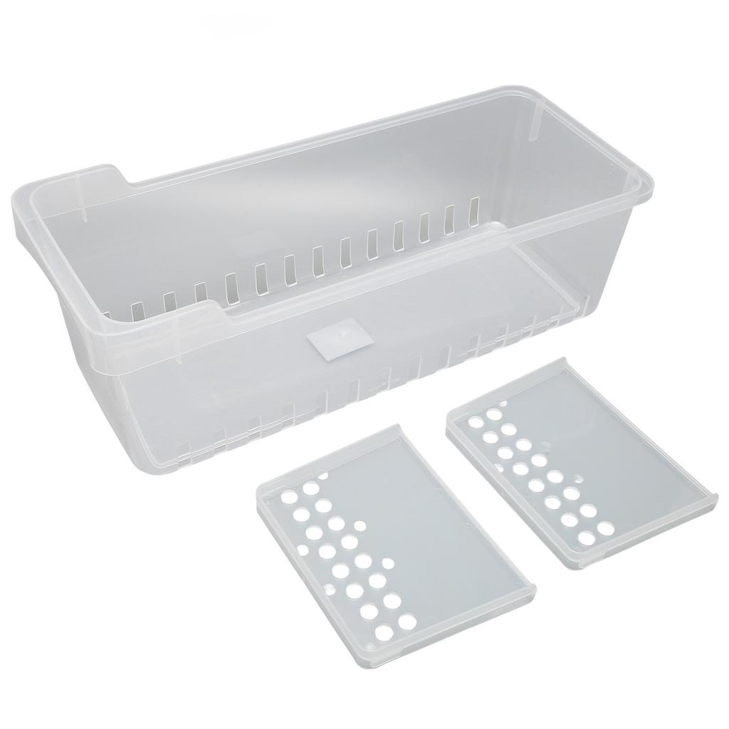Refrigerator Organizer Bin Clear Storage Bin with 2 Divided Compartments for Kitchen Cabinet OfficeS: 40x16x14.1cm