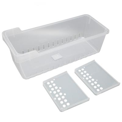 Bac Organisateur pour Réfrigérateur Bac de Rangement Transparent avec 2 Compartiments Divisés pour Placard de Cuisine Bureaux: 40x16x14.1cm