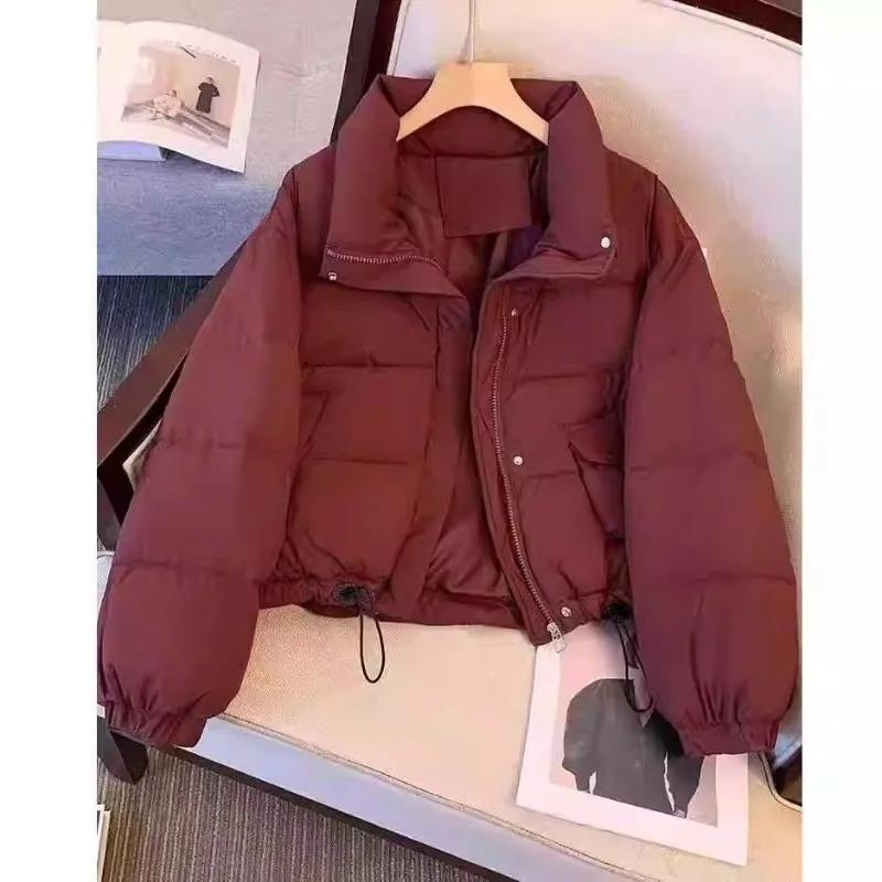 Jacke für Damen Neu Klein Winter Dick Baumwolle Einfarbige Anzug Stehkragen Kurz