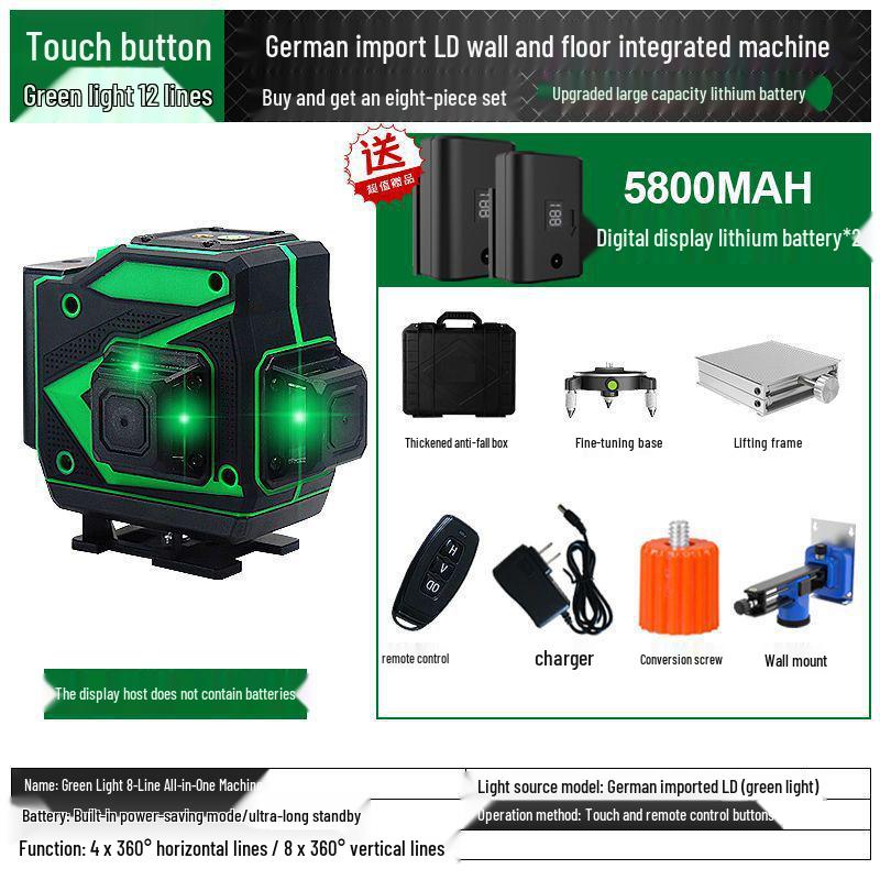 High Precision Infrared Green Laser Level: Automatic 12 and 16 Line Alignment Tool