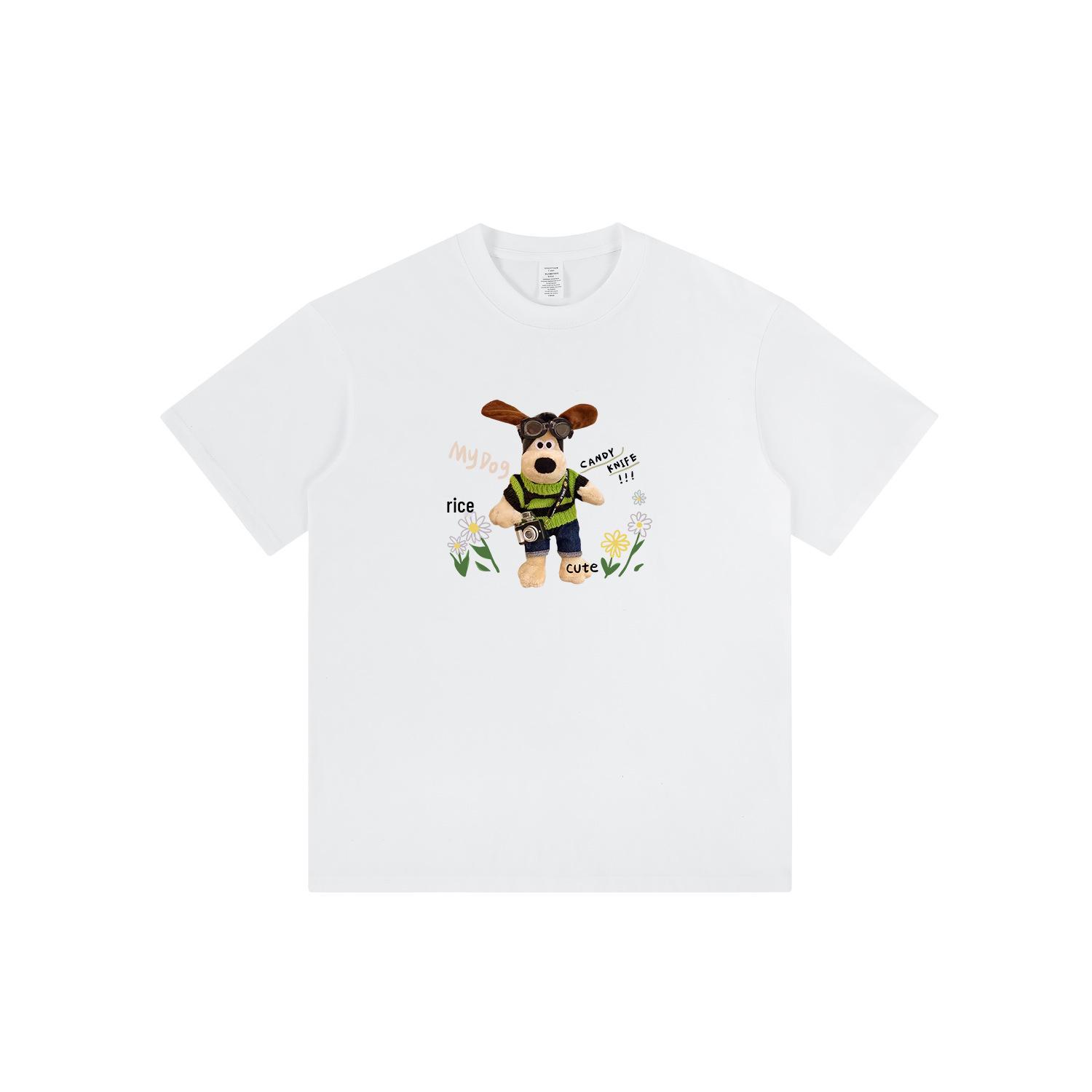 

Летняя женская хлопковая футболка с японским принтом щенка, свободного кроя, с короткими рукавами, с небольшим вырезом горловины 3XL белый