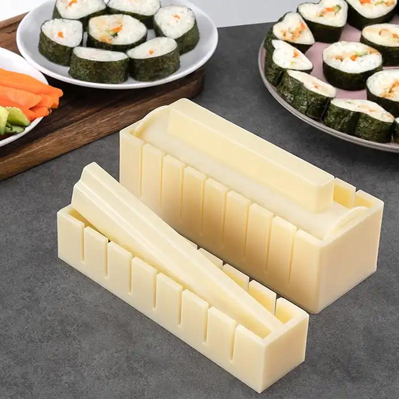 ערכת הכנת סושי DIY תבנית עגולה לאורז עוגת אצות תבנית פלסטיק מגרסת סושי מרובעת כלי הכנה כלי בישול למטבח