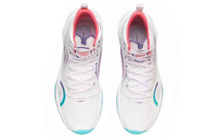 LiNing Yushuai XV Cushioning Anti-Slip And Wear-Resistant Coverage Support Mid-Top Basketball Shoes White Blue Purple ABAR043-1