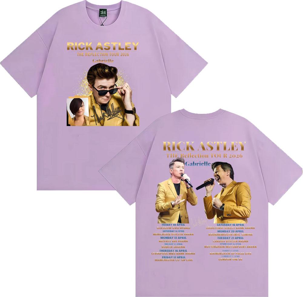 Rick Astley Reflection Tour 2026 Printed T Shirt Men Women Fashion Classic Comfort 100% Cotton T-Shirt Oversized O-Neck T-shirts