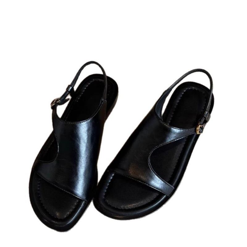 Sheepskin Version Niche Sandals Women's Summer Wear Casual Round Head Flat Bottom Comfortable Sandals Women