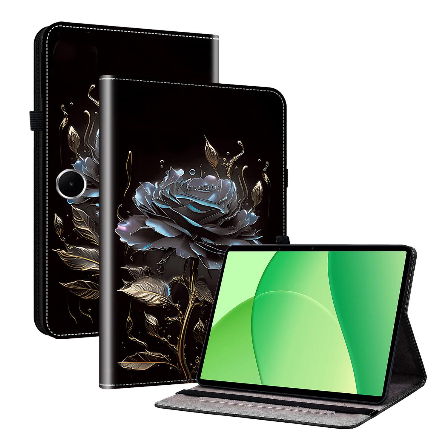 

Кожаный чехол для Oppo Pad SE с принтом, подставка, чехол для планшета со слотами для карт Black Rose