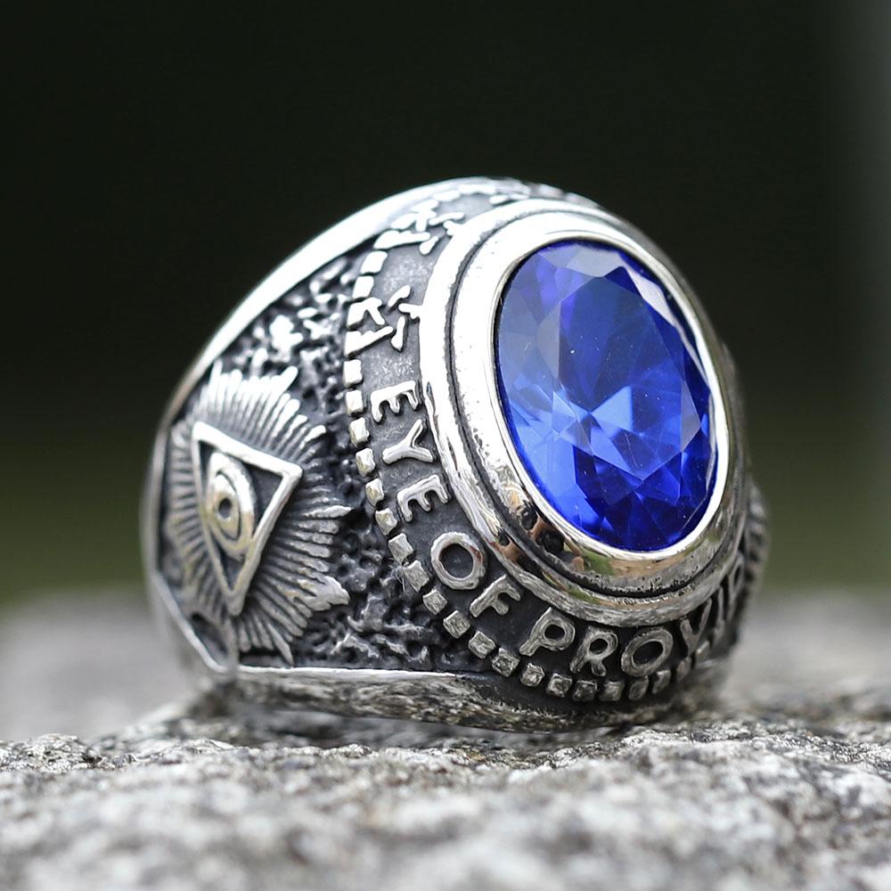 Stainless Steel Unique Black Stone Ring Gothic Biker Retro Old Totem Jewelry for Gifts Free Shipping