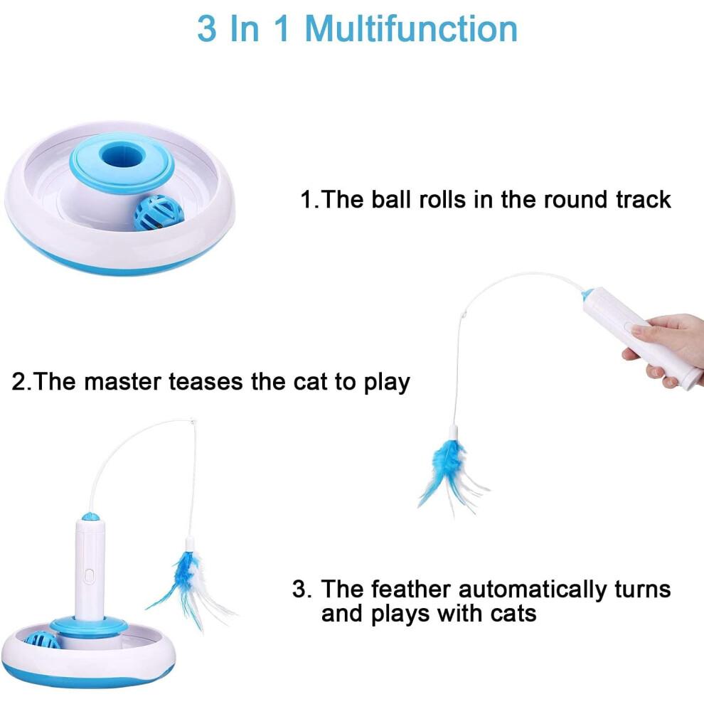 Interactive Cat Toy, Smart Cat Toy With Rolling Balls And Feather Toy For Mental Stimulation, Expandable And Foldable, Oxford Cloth And High Density P