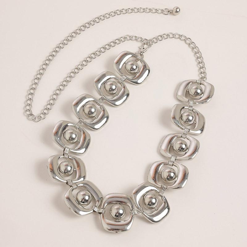 Geometric Metal Waist Chain For Women With Hook Closure Fashion Hip Belt Accessory