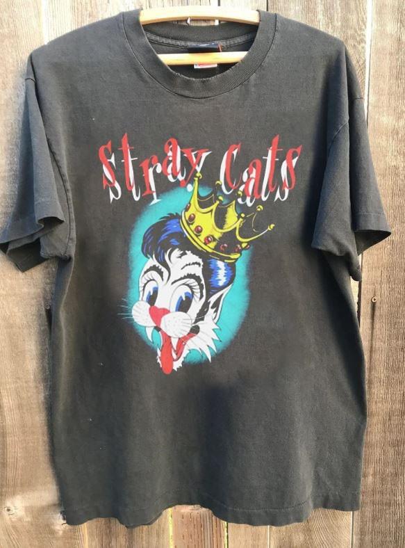 STRAY CATS Band Blast Off Tour Graphic Charcoal Unisex Shirt S-5XL WA3195 Unisex T-Shirt S