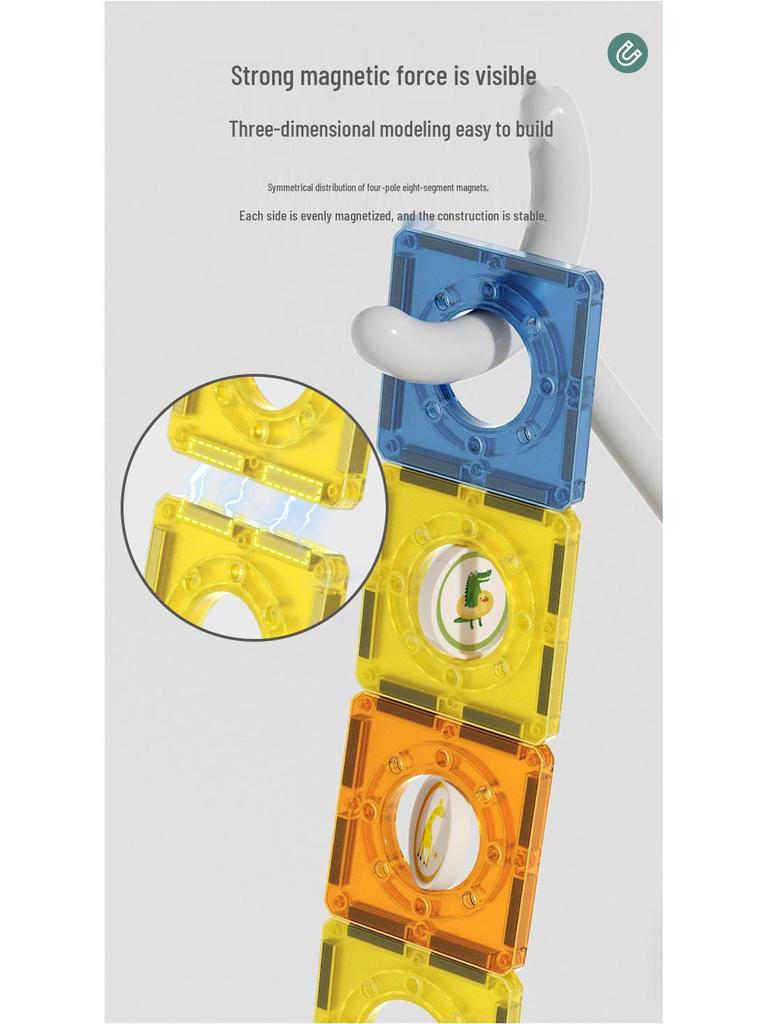 Magnetic Stained Glass Building Tiles - Brain-Boosting Interlocking Blocks for Kids Ages 3-6