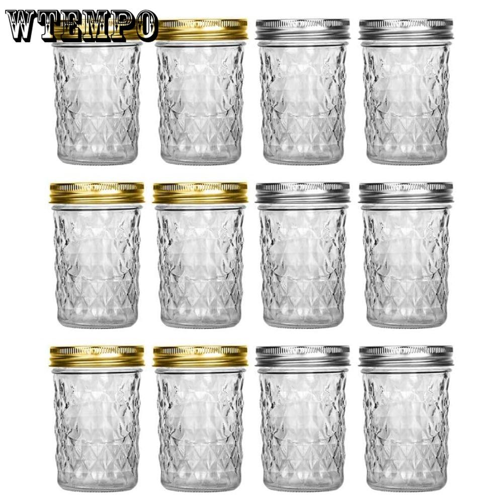 12pcs Mason Jars 8 Oz Canning Jars Half Pint Glass Jars with Regular Lids and Bands Small Mason Jars with Lids Ideal