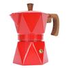 Italian Coffee Maker Aluminum Dual Valve 2 Cup 3D Stovetop Coffee Maker Pot for Cuban Cafe Brewing Home Camping Red