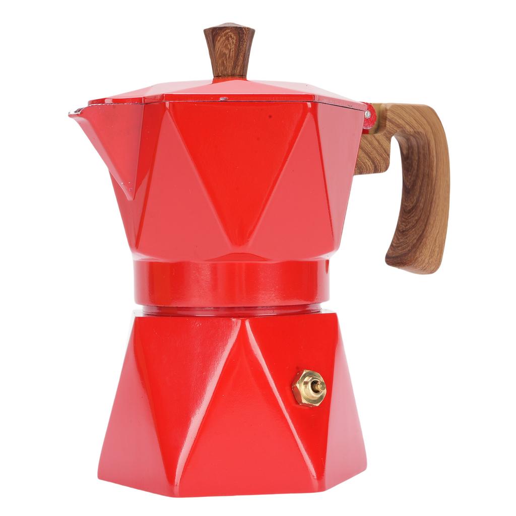 Italian Coffee Maker Aluminum Dual Valve 2 Cup 3D Stovetop Coffee Maker Pot for Cuban Cafe Brewing Home Camping Red
