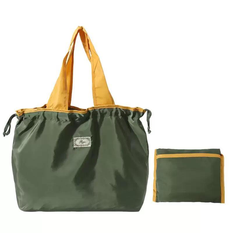 Large Foldable Eco-Friendly Shopping Tote with Drawstring