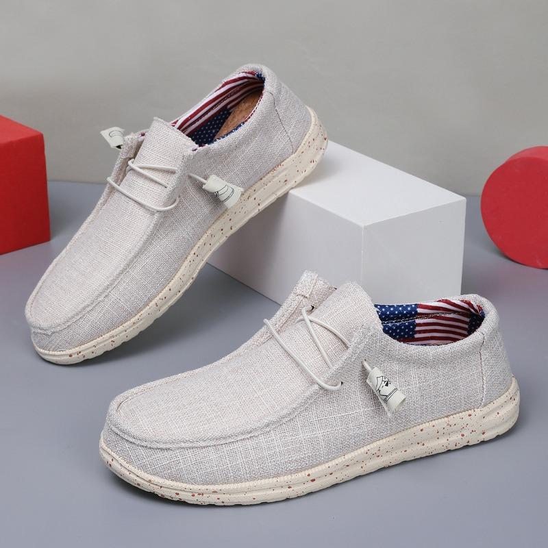 Men's Loafers Fashion Outdoor Casual Shoes Lightweight Breathable Canvas Shoes Comfort Driving Shoes Slip-on Walking Men's Flats