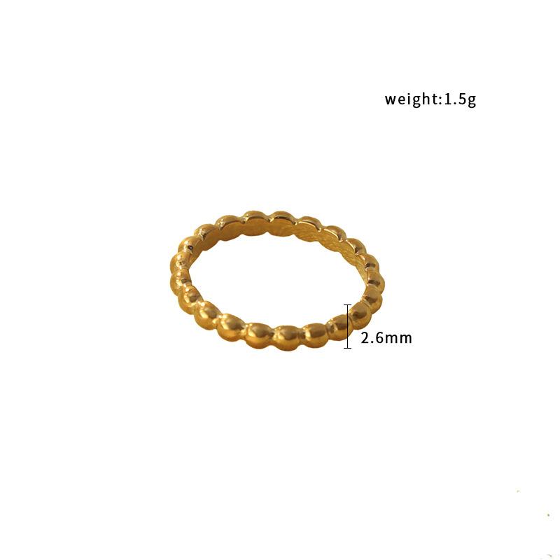 Fashion Commuter Minimalist Style Personality Round Bead Medical 316 Design Ring Niche Versatile Titanium Steel Gold Plated