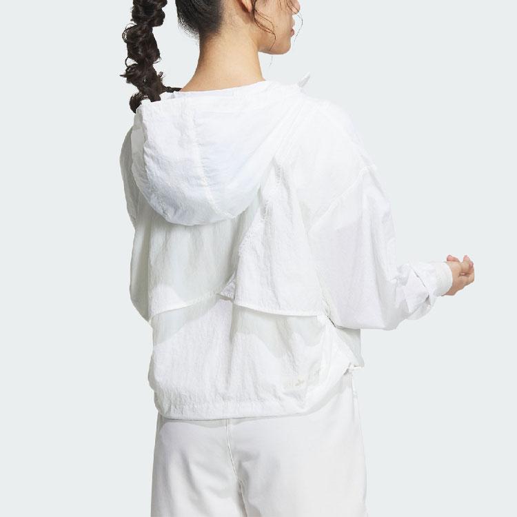 adidas Fustl Jacket 6 Solid Color Sports Casual Hooded Long Sleeve Jacket Women Jackets White IY3370