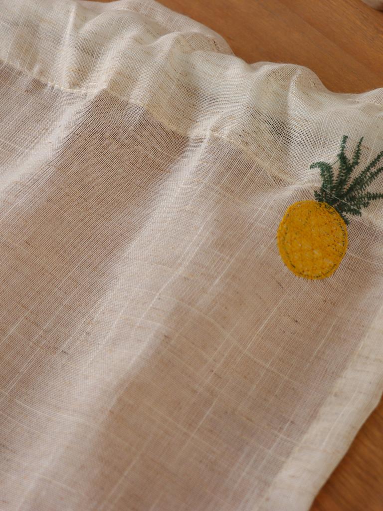 Linen Embroidery Pineapple with Fringe Short Curtain Blockout Curtain Bedroom Floating Window Curtain Kitchen Partition Curtains