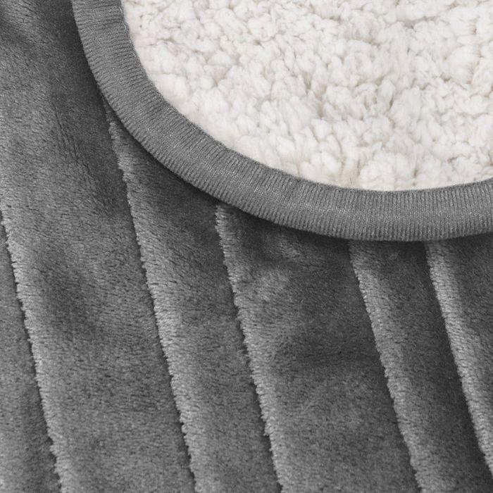Couverture Chauffante Electrique - COSI HOME - Plaid Double XXL 200x150cm - Micro-polaire - Sherpa - Gris