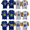 NFL Los Angeles Rams Youth Jersey Custom Number 10 12 17 Blue White Sports Fan Apparel Kids Basketball Soccer Training