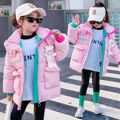 Winter Warm halten Prinzessin Mädchen Jacke Gitter gepolstertes Futter mit samt Kapuze schweren Mantel für Kinder gesendet Bär Puppe