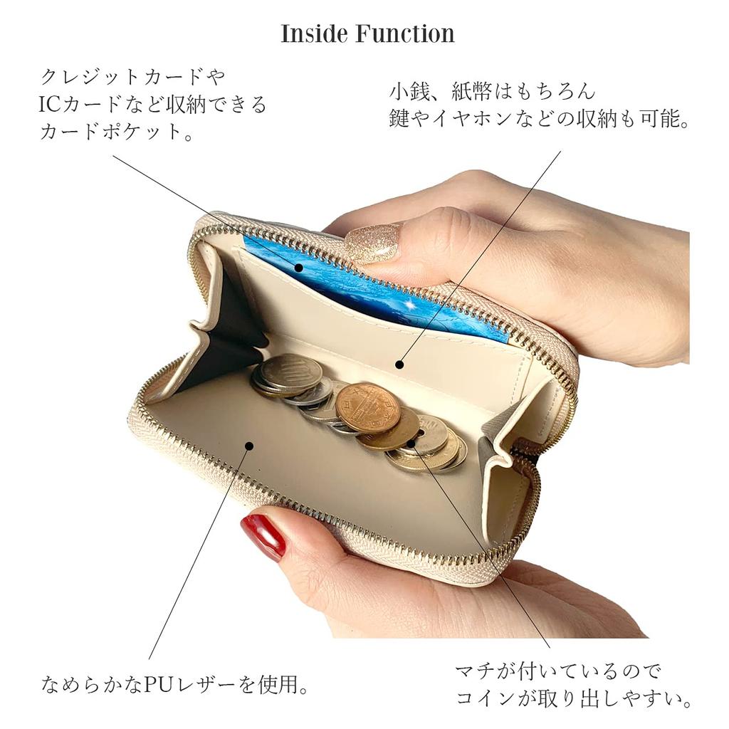 Genuine Leather Coin Small Coin Enamel Beautiful Crocodile Charcoal [leo&aoi] Case, Zipper-Around Pouch, Wallet, Purse, Compact, Simple, Leather,
