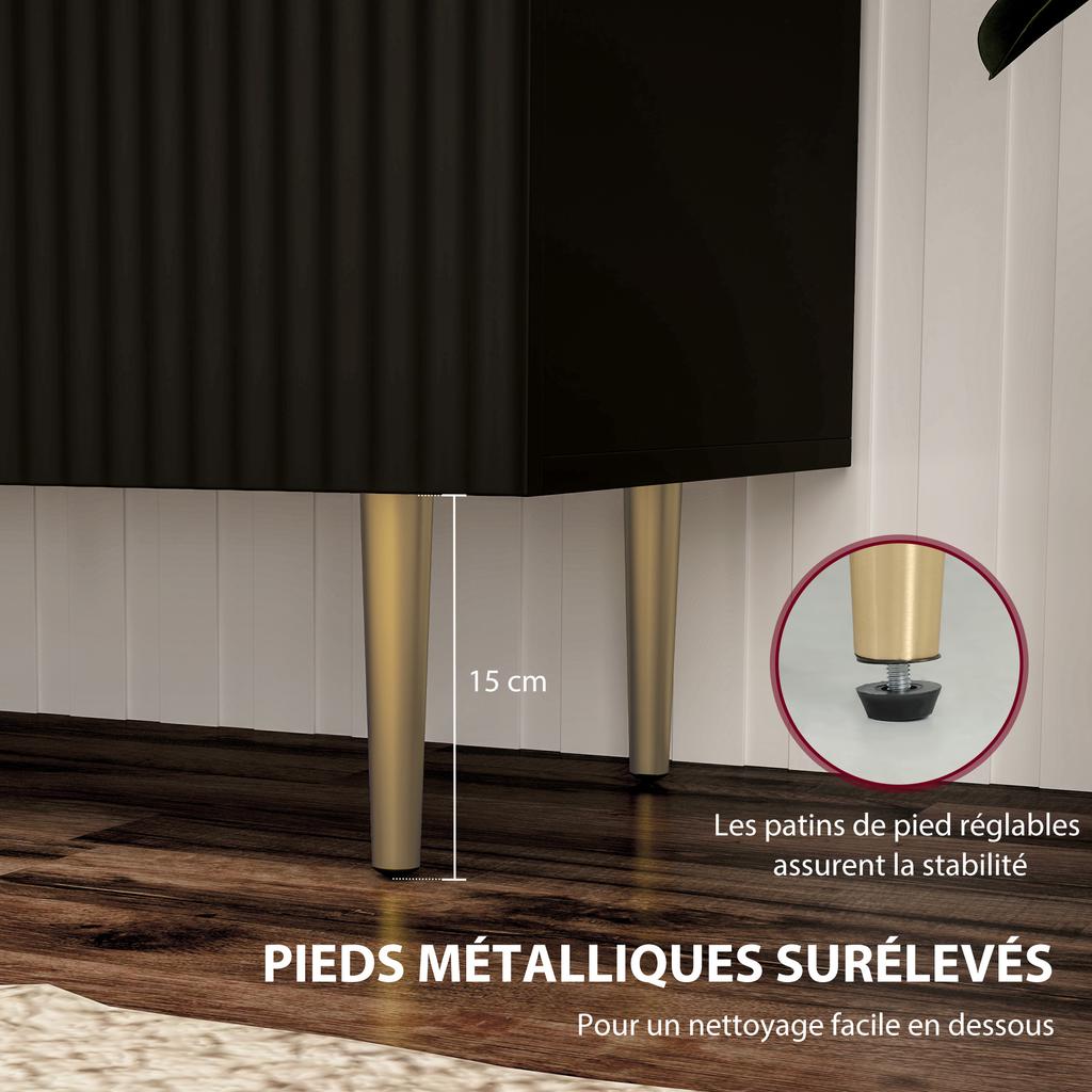 Küchenbuffet Aufbewahrungsmöbel mit 2 Türen verstellbarem Einlegeboden erhöhten Metallbeinen 80 x 40 x 80 cm schwarz