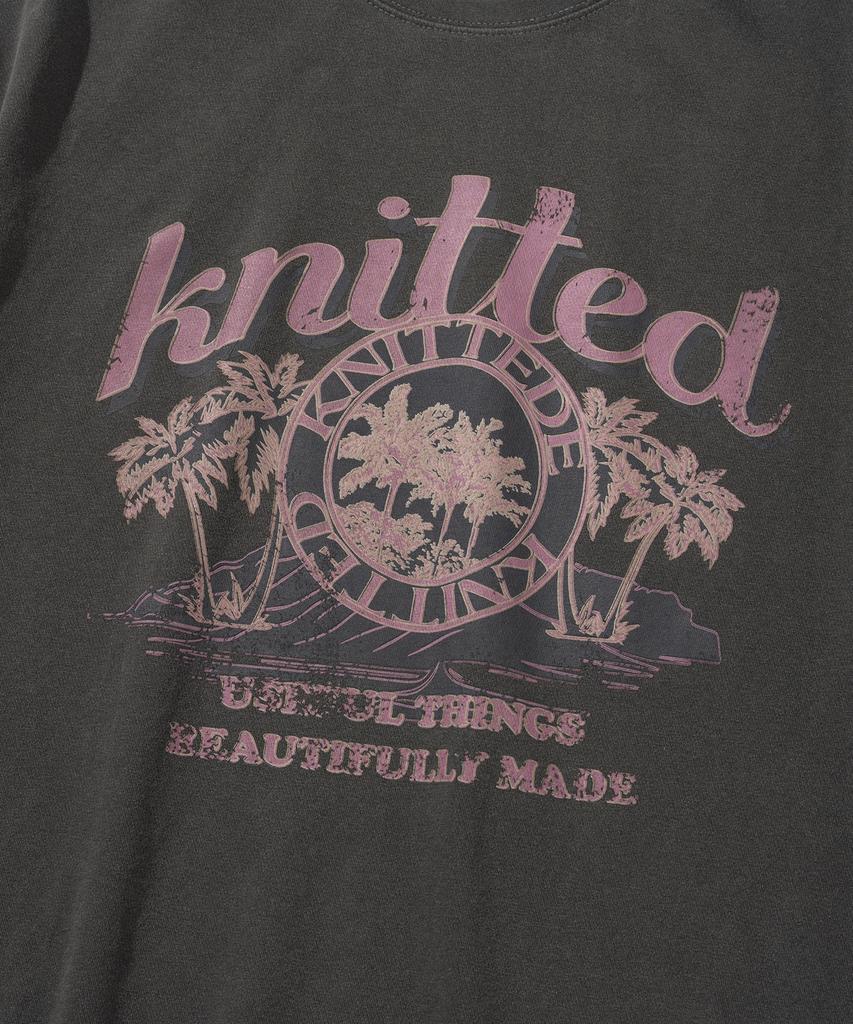 KNITTED (Unisex) Pigment Palm Tree Graphic T-Shirt Pink