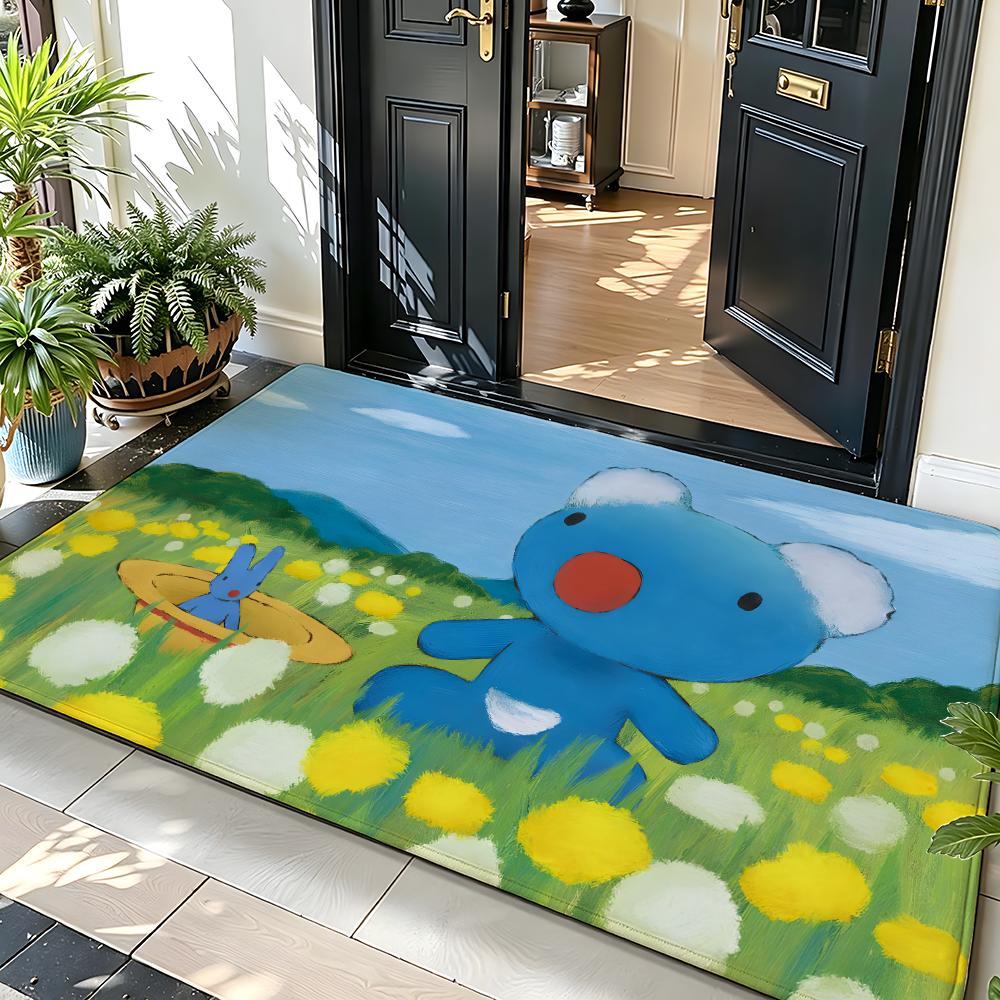 Cartoon PPenelope The Blue Koala Floor Mat Soft Flannel Floor Mat Suitable for Entryways, Living Rooms, Bedrooms, and Bathrooms
