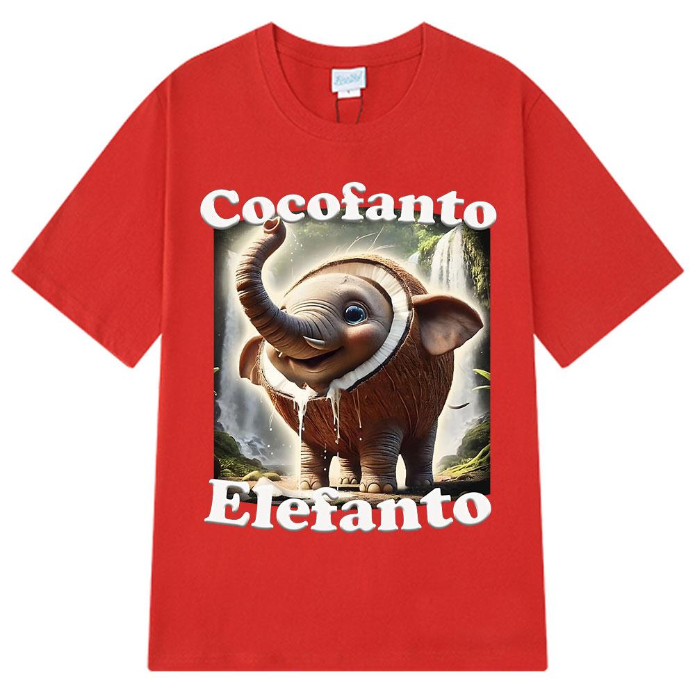 

Футболка Cocofanto Elefanto Funny Italian Brainrot Meme Graphic T-shirt для мужчин и женщин, летние хлопковые удобные свободные футболки с коротким рукавом, топы XXXXL красный