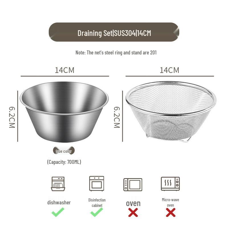 Zhishi Stainless Steel Multi-functional Strainer Bowl Set