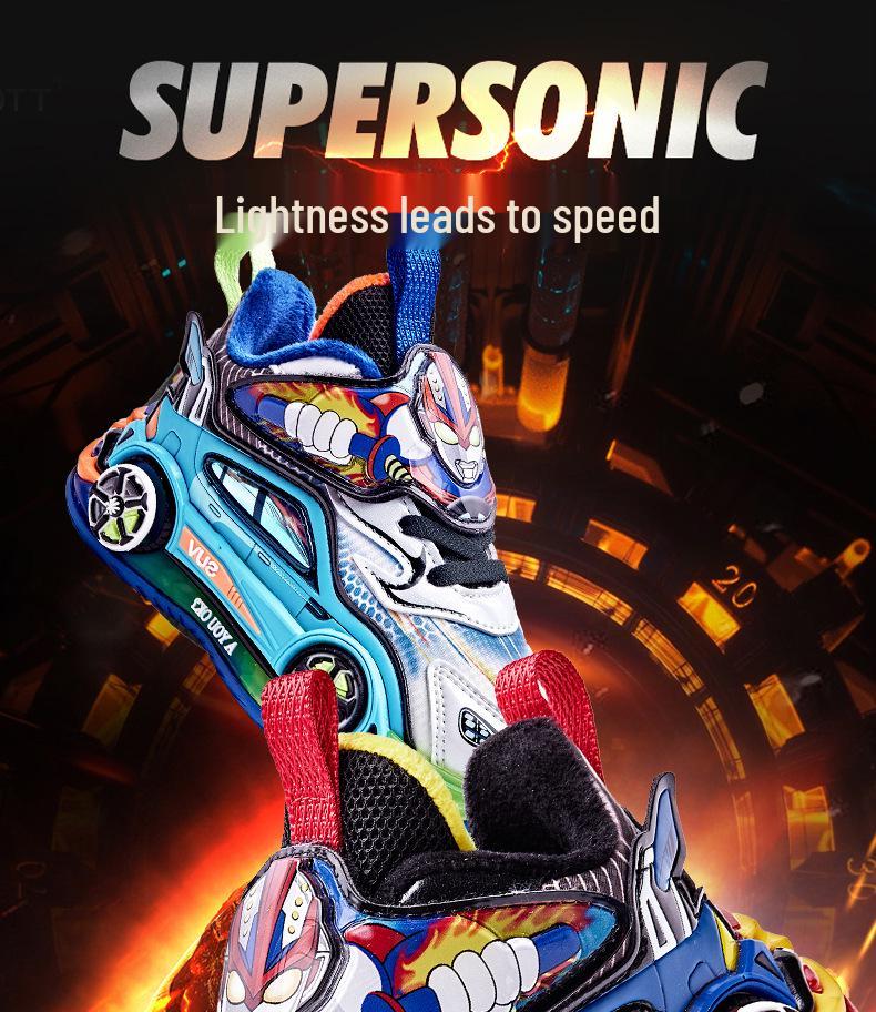 Ultraman Boys' Fleece-Lined Winter 2025 Cotton Running Shoes with Lights