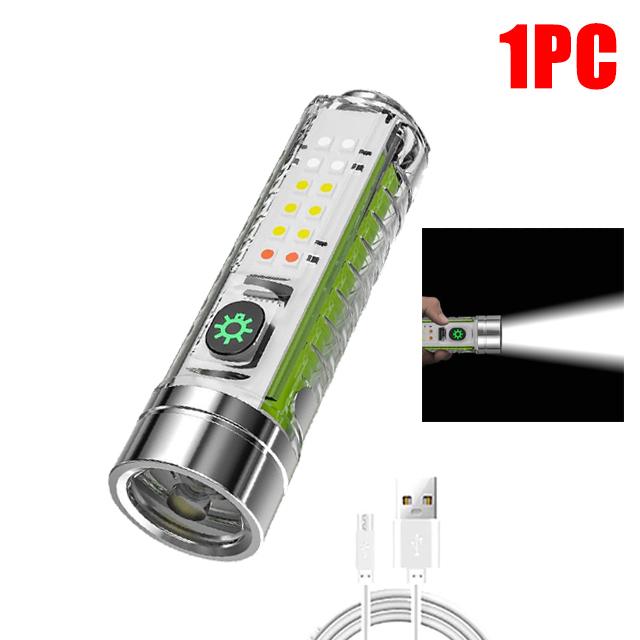 Multifunction Portable Powerful Spotlight Long Range Flashlight Type-C Keychain LED Lamp With Magnet Camping Uv Light Mini Torch