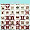 Festive Christmas Cushion Cover Featuring Adorable Reindeer And Snowflakes Design