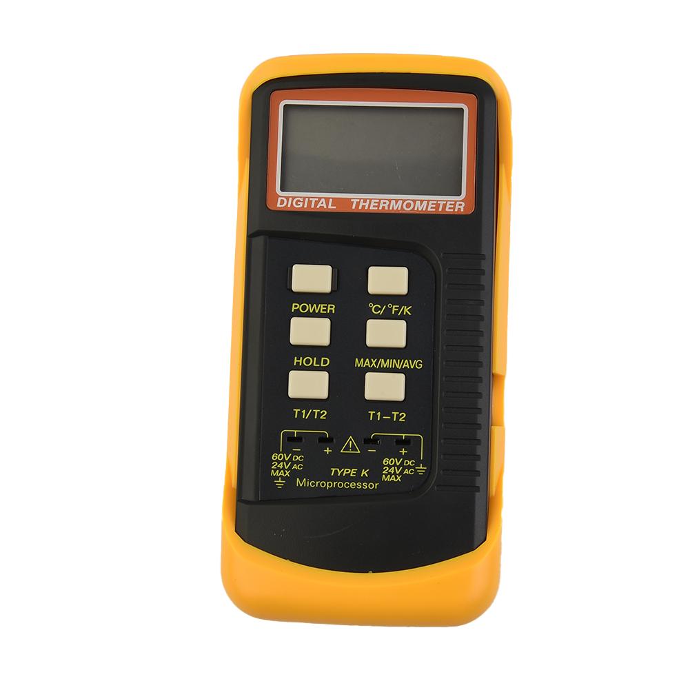 Dual Channel K Type Digital Thermometer Thermocouple 6802 II, 2 Sensors & Probe Electronic Thermometer Thermostat Pyrometer