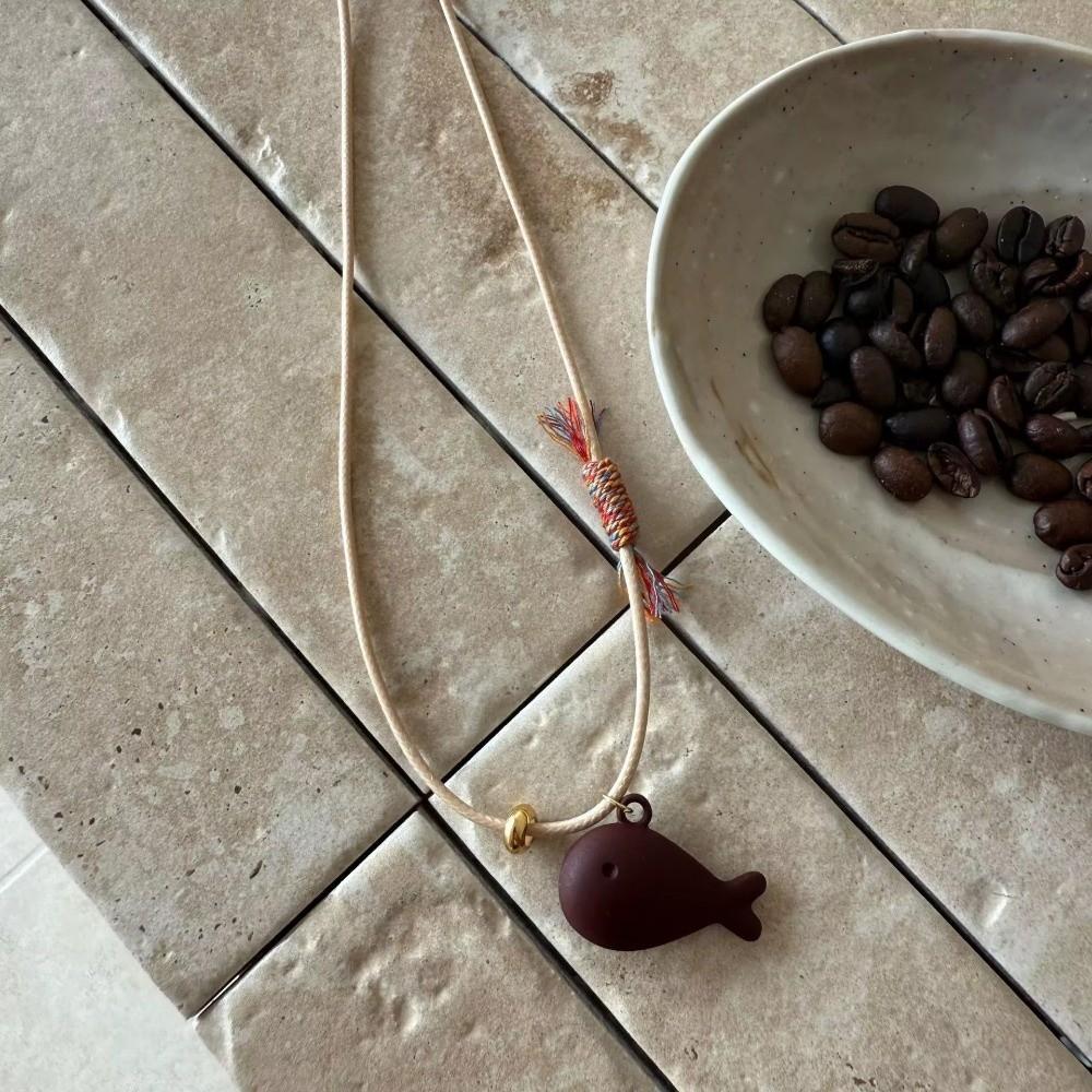 Niche Adjustable Golden Fish Necklaces PU Braided Rope Collarbone Chain Sweater Chain Women Party Gift