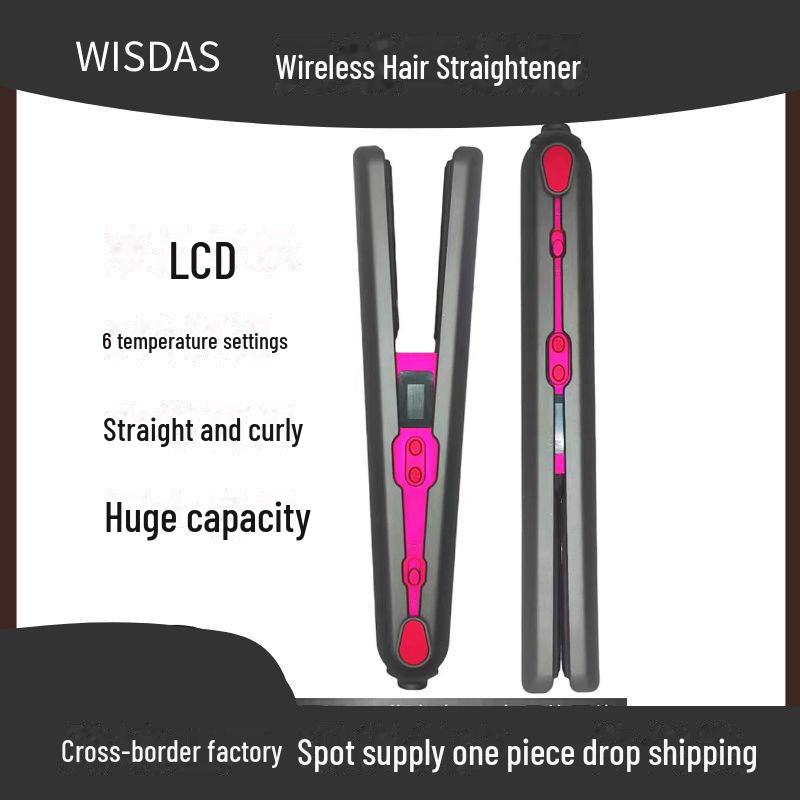 Wireless Dual-Purpose Straightener & Curler: Long-Lasting, Salon-Quality Styling with Negative Ions, Gentle On Hair