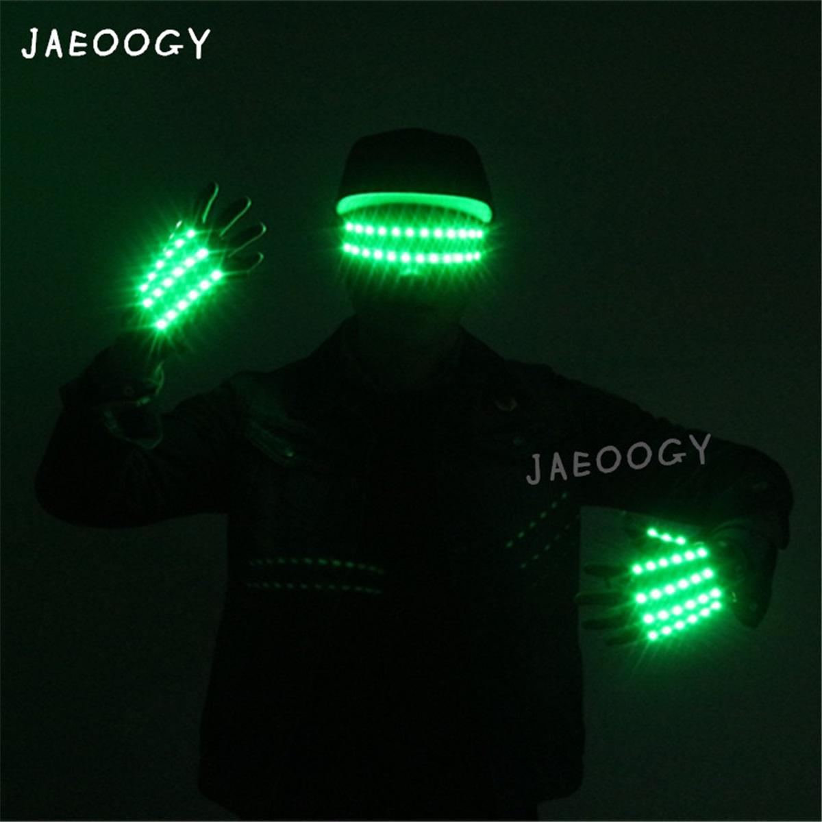 Gants LED Lumineux avec Spectacle Fluorescent, Personnalité Créative, Halloween, Noël, Scène, DJ Chanteur, Spectacle, Personnalité Set of Green One pair of gloves
