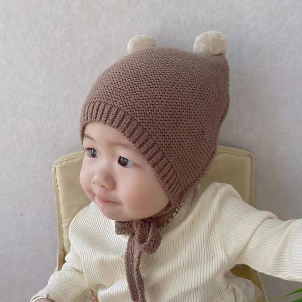 Korean Toddler Knitted Hat Winter Warm Infant Bonnet New Baby Ear Protection Hat