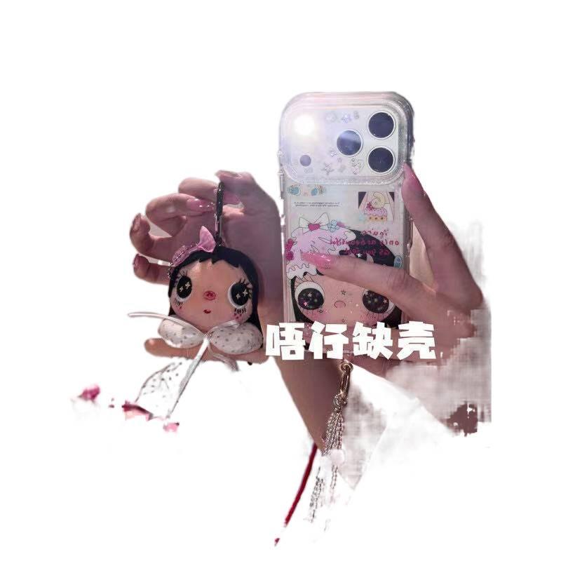 Cute birthday cake pearl chain small jade round edge double layer Apple 17promax/16/15 anti-drop mobile phone case 14