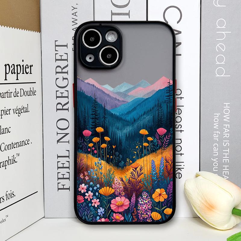 Mountain Forest Village Phone Case for IPhone 13 12 Mini 16 15 11 14 Pro Max 7 8 Plus SE X XS Shockproof Cover Sunflower Scenery