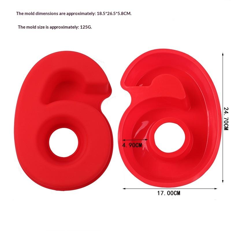 1 Stück 10 Zoll Zahlen Backformen Große Silikon 3D Zahlenkuchenformen DIY Backformen Zahlenform 0-9 Für Geburtstag