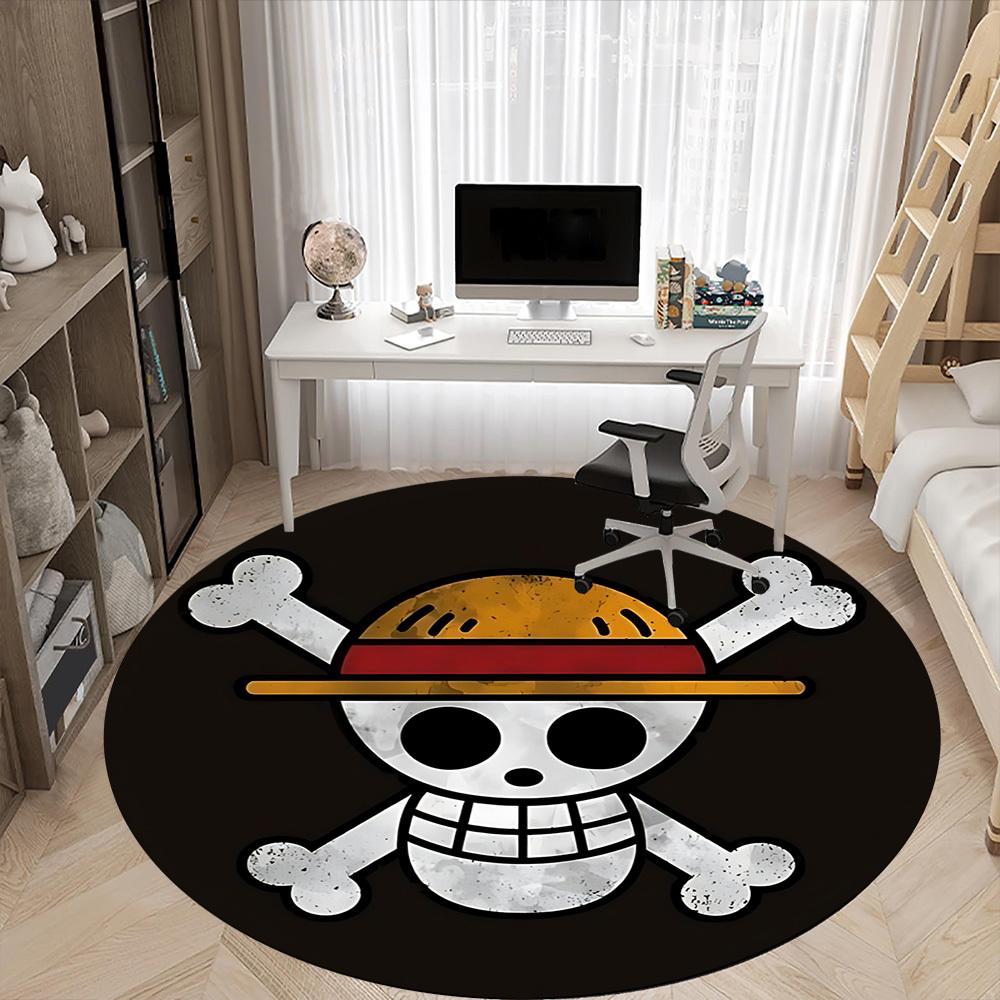 One Piece Skull Office Round Area Rug,  Under Office Chairs Bedroom Living Room Home Decor A0908127