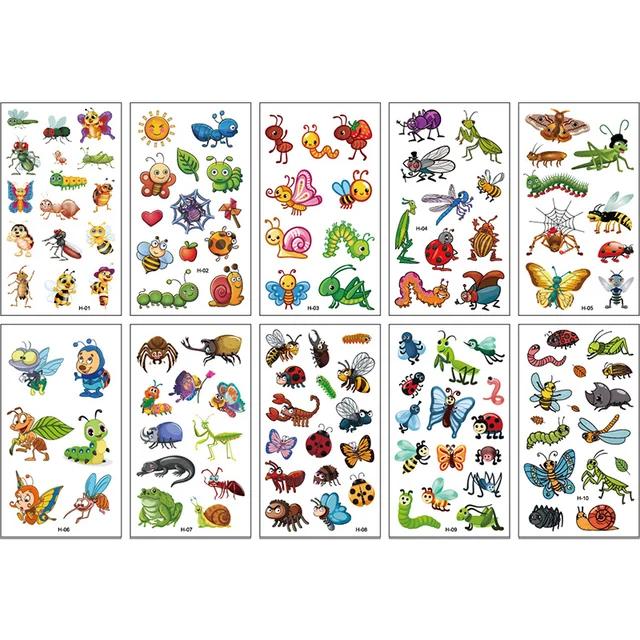 New 10Sheets/lot Children Cute Cartoon Unicorn Temporary Tattoo Stickers Baby Shower Kids Body Makeup Sticker Tattoos Mermaid Pa