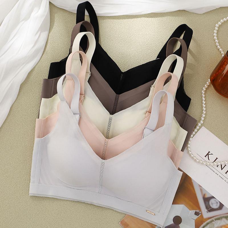 Seamless Bra Women's Smooth Mesh Adjustable Underwear Gathering Bra Thin Style Push Up Bra