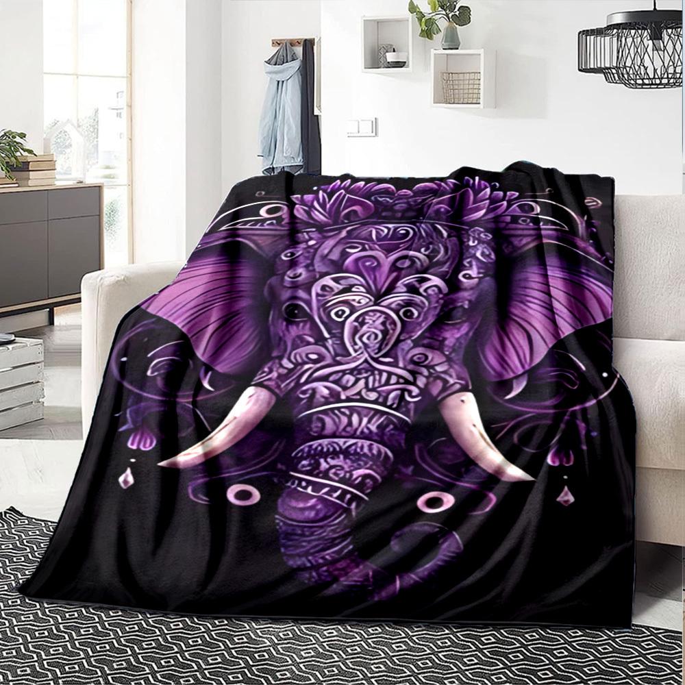 1pc Elephant Pattern Throw Blanket Soft Flannel, Cozy All Season Polyester Perfect for Home, Office