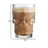 Italian Premium Glass Skull Beer Mug for Home , Bar ( CLEAR , 520ML , 2 Pieces )