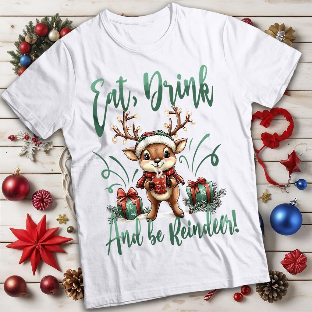Funny Mens and Womens Reindeer Christmas T-Shirt Tee #MC
