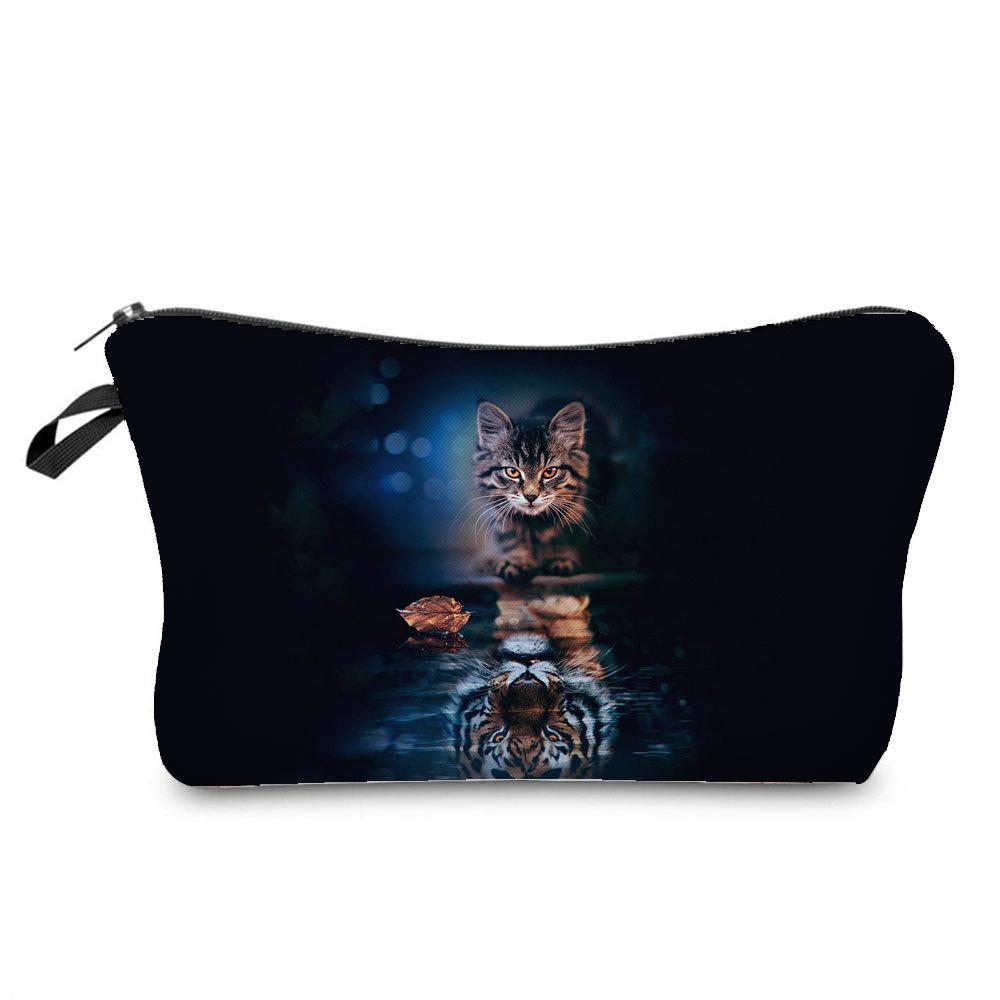 Women Cat Print Cosmetic Bag Toiletries Organize Travel Storage Case  6421